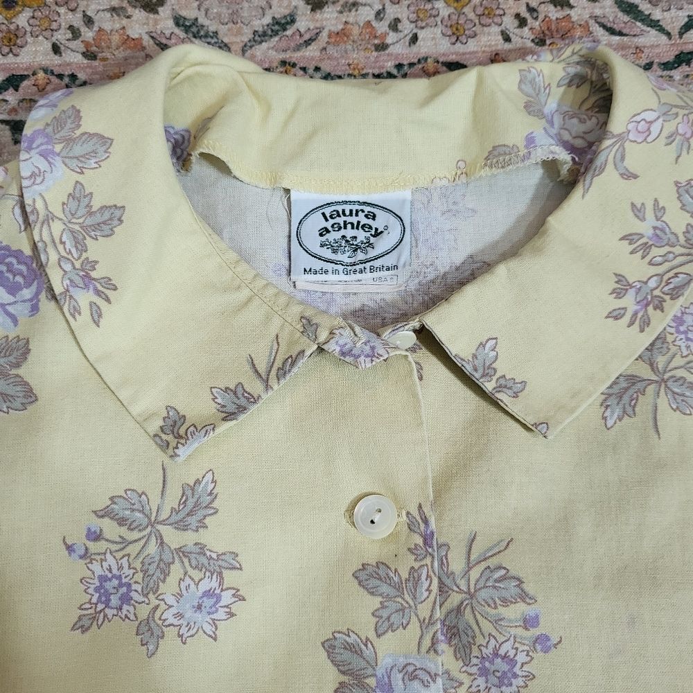 LAURA ASHLEY Vintage Midi Dress Size 100% Cotton Cottagecore Prairie Floral - Picture 3 of 5